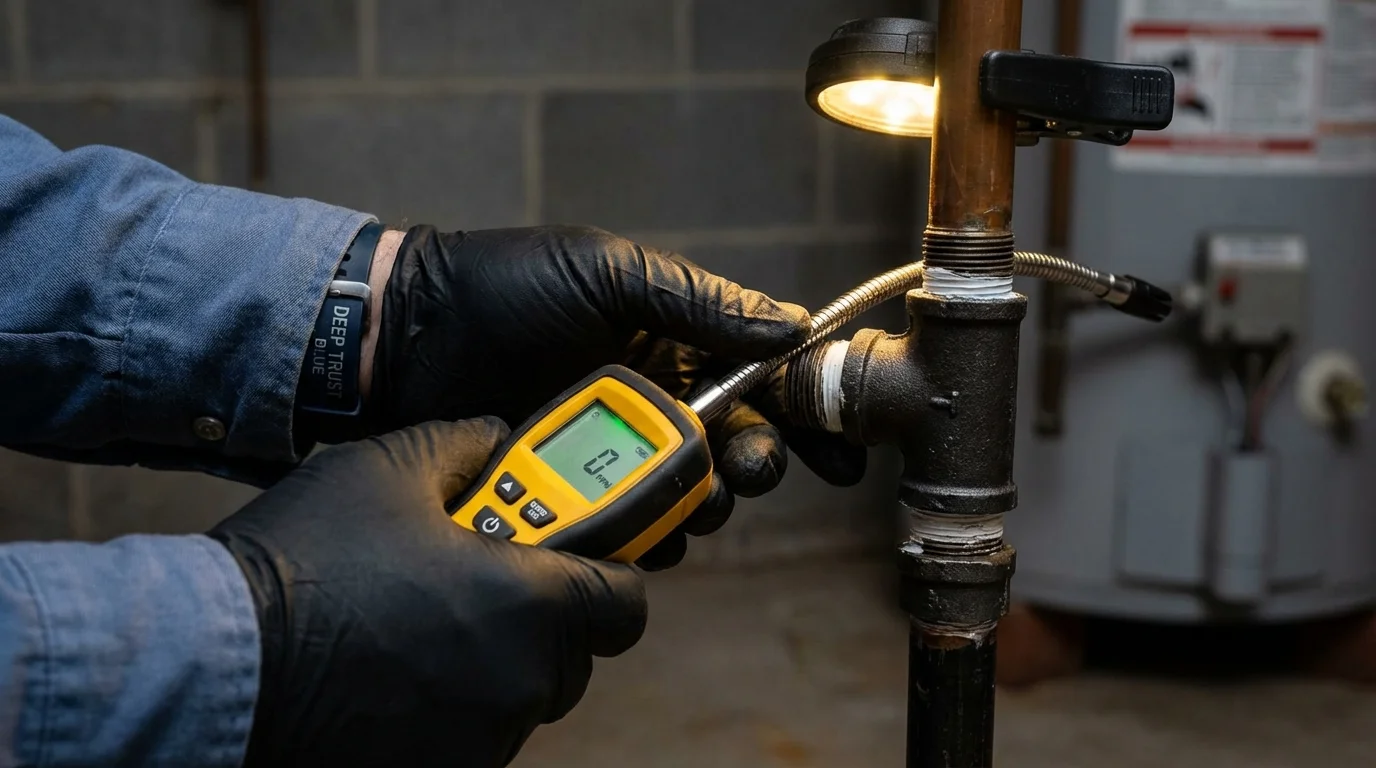Gas leak detection with electronic sniffer by Johns Plumbing LLC in Hoffman Estates